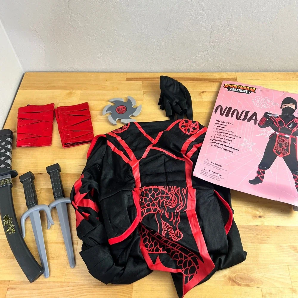 Ninja‎ Costume Halloween Child Size Small 5-7 Years Spooktacular Creations READ